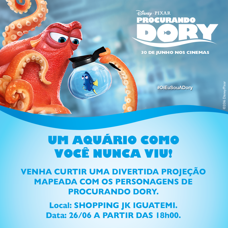 Ação transformará Shopping JK Iguatemi em um grande aquário para estréia de " Procurando Dory"