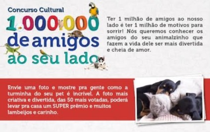 Pet Center comemora um milhão de "fans" com promo