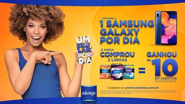 Promo da Always sorteia um celular por dia