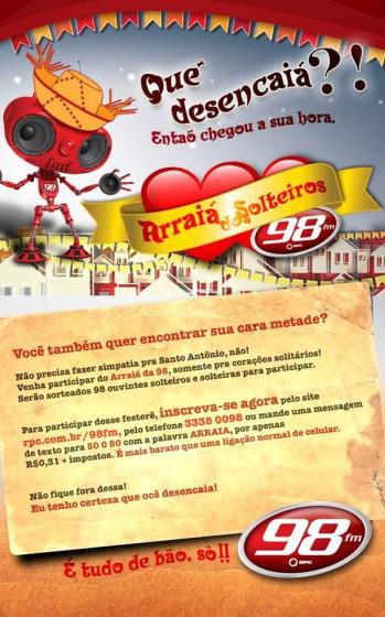 98FM vai unir corações solitários