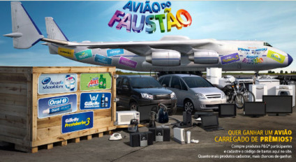 Um avião de prêmios na promo da Procter & Gamble
