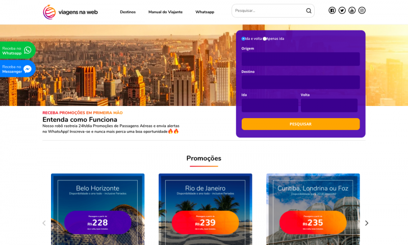 Site avisa por Whatsapp quando promoções de passagens aéreas são lançadas