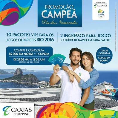 Caxias Shopping vai sortear 10 pacotes VIPs para os Jogos Olímpicos em campanha do Dia dos Namorados