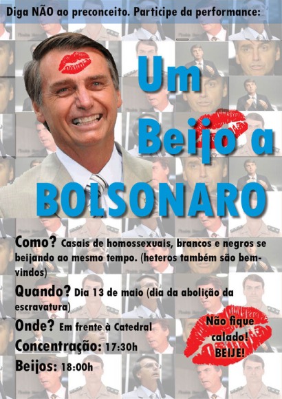 Beijo coletivo em performance anti-homofóbica