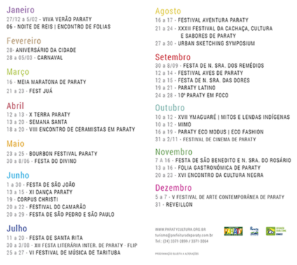 Calendário de eventos em Paraty é divulgado