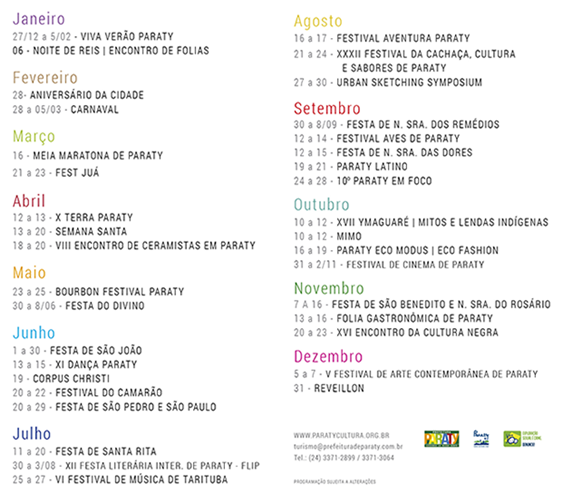 Calendário de eventos em Paraty é divulgado