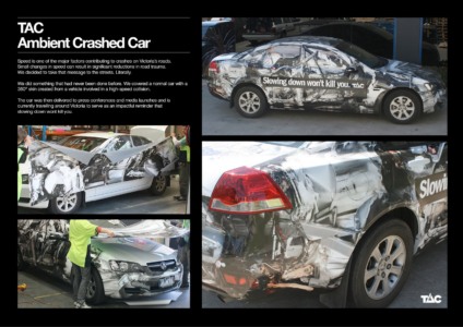 "Carro batido" para conscientização no trânsito