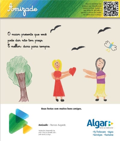 Crianças do Instituto Algar assinam cartão de Natal 