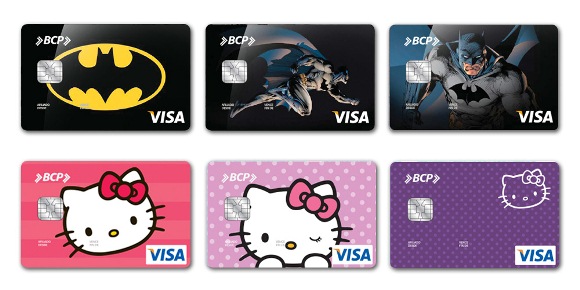Batman e Hello Kitty nos cartões Visa do Peru