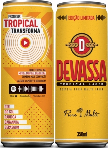 Latas de Devassa celebram festivais de música tropical brasileira