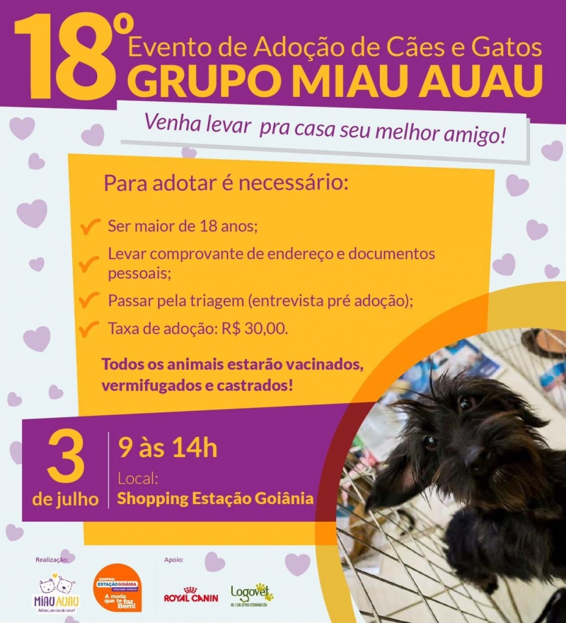 18º Evento de Adoção de Cães e Gatos no Shopping Estação Goiânia