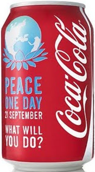Coca-Cola celebra a paz em suas latinhas