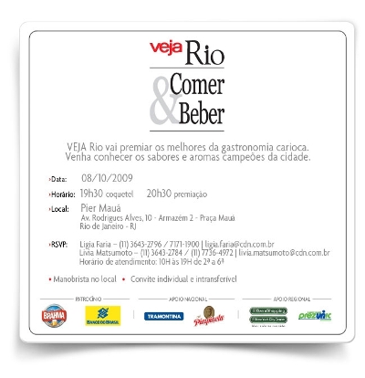 Premiação Veja Rio Comer & Beber acontece hoje