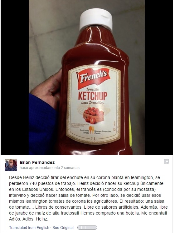 Manifesto atrapalha vendas da Heinz no Canadá