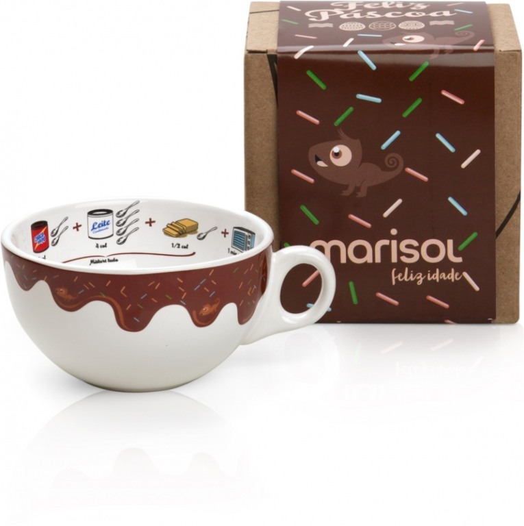 Marisol traz caneca com receita de brigadeiro na promoção de Páscoa