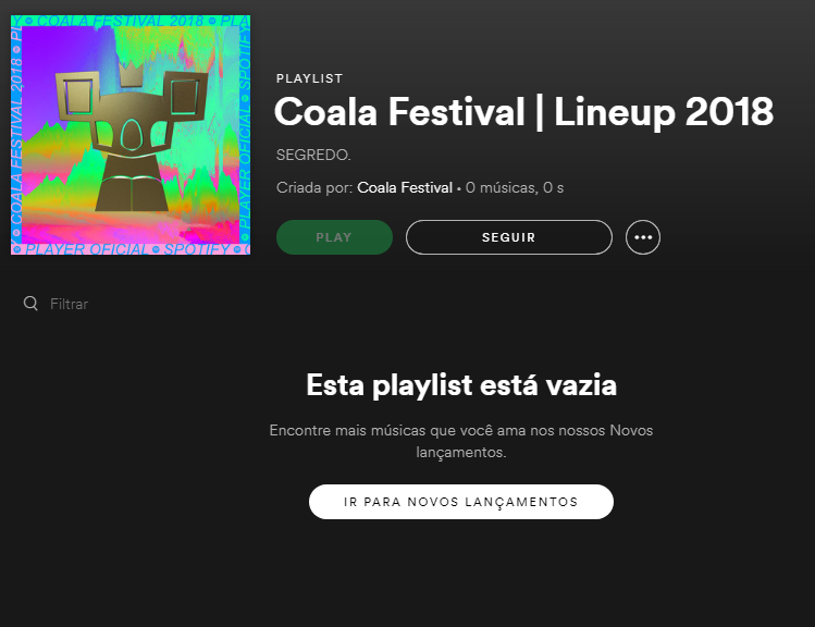 Spotify e Coala Festival criam playlist vazia