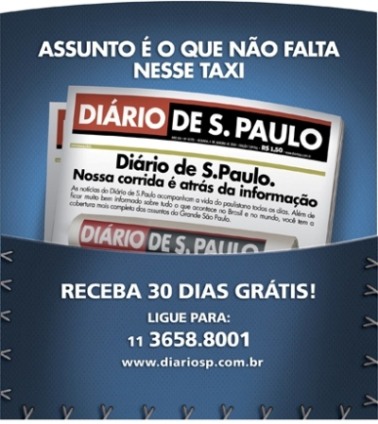 Diário de S. Paulo com ação promo em táxis