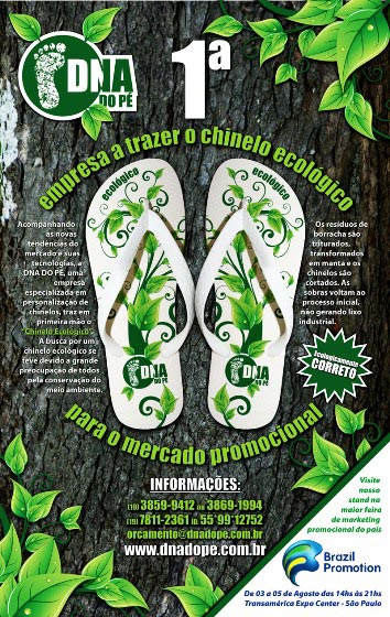 DNA do Pé com chinelo ecológico para o mercado promo