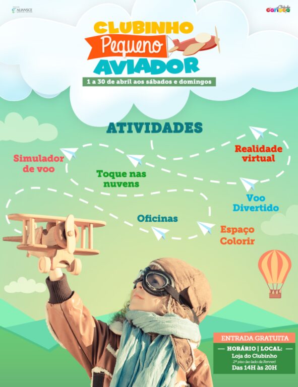 "Clubinho do Aviador" movimenta o carioca Shopping de 1 a 30 de Abril - evento gratuito