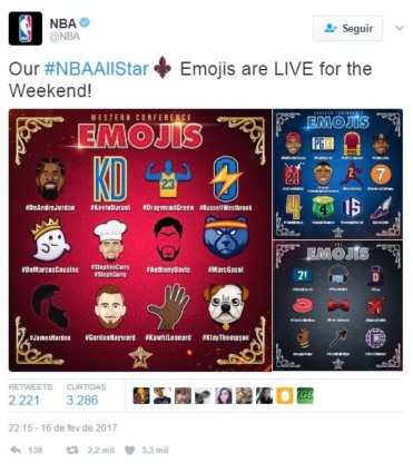 Twitter e NBA lançam emojis para o All-Star Game 2017