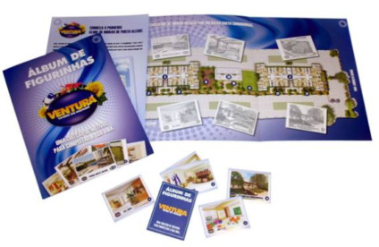 Álbum de figurinhas para divulgar empreendimento