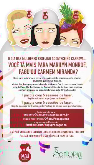 Pagú cria para Carnaval e Dia da Mulher