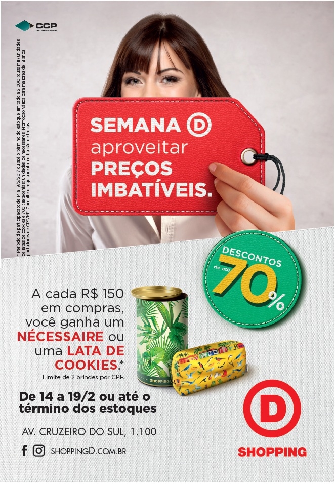 Shopping D promove megaliquidação, com descontos de até 70% aos consumidores Shopping D promove megaliquidação, com descontos de até 70% aos consumidores