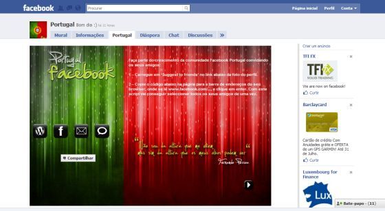 Portugal é um dos primeiros a ter página oficial no Facebook