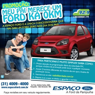Espaço Ford sorteia carro 0KM no Dia dos Pais