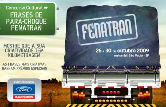 Ação promo com frases de para-choque de caminhão