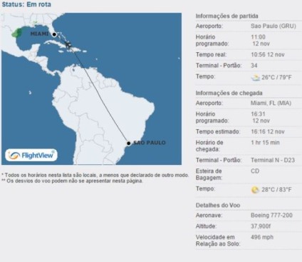 Submarino permite acompanhar voos em tempo real