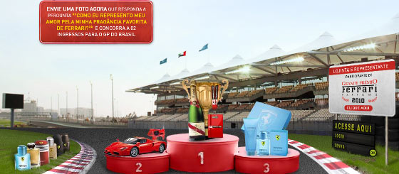 Na Fórmula 1 com a ação promo dos perfumes Ferrari