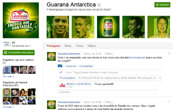 Guaraná Antarctica lança página no Google+