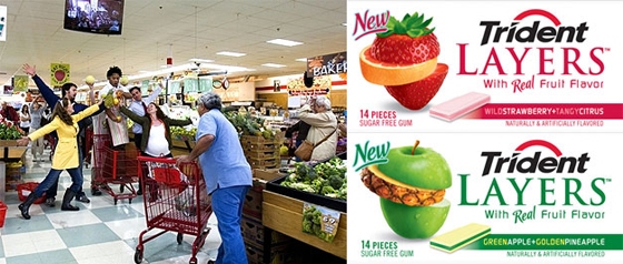 Trident com flash mob em supermercado