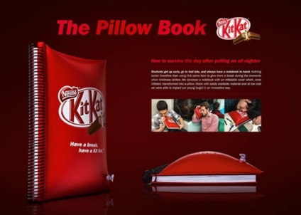 Kit Kat distribuiu caderno que vira travesseiro