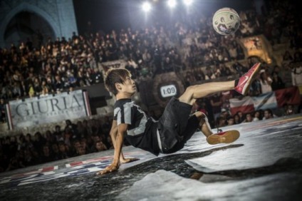 Kotaro Tokuda of Japan performs during the Red Bull Street Style World Final, Lecce, Italy on September 22nd 2012. // Romina Amato/Red Bull Content Pool // P-20120923-00054 // Usage for editorial use only // Please go to www.redbullcontentpool.com for further information. //