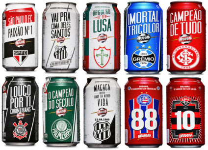 Brahma "veste" latas com escudos dos times de futebol