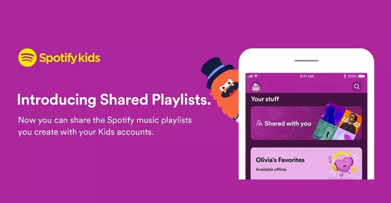 Playlists do Spotify Kids poderão ser compartilhadas com os pais