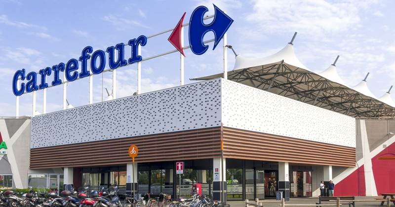 MaSSA, ITALY – JULY 26, 2018 – The main entrance to a Carrefour mall in Italy