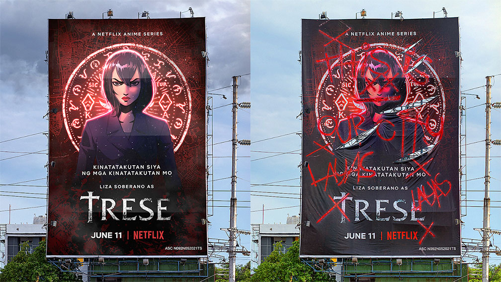 Vandalismo proposital promove série da Netflix em Manila Vandalismo proposital promove série da Netflix em Manila