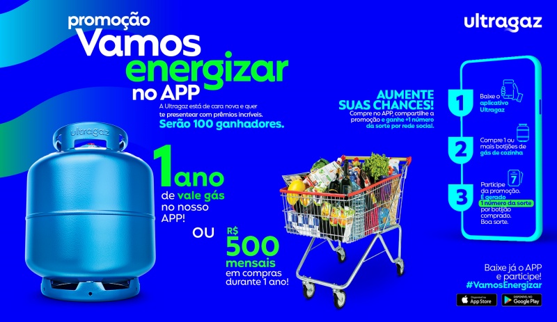 Um ano de gás e vale-compras na promo da Ultragaz Um ano de gás e vale-compras na promo da Ultragaz