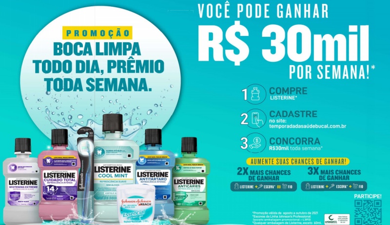 ‘Boca Limpa Todo Dia, Prêmio Toda Semana' com Listerine