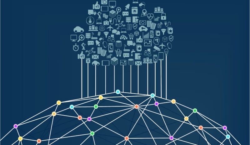 43529642 – cloud computing connected to the world wide web internet. vector illustration background for information technology.