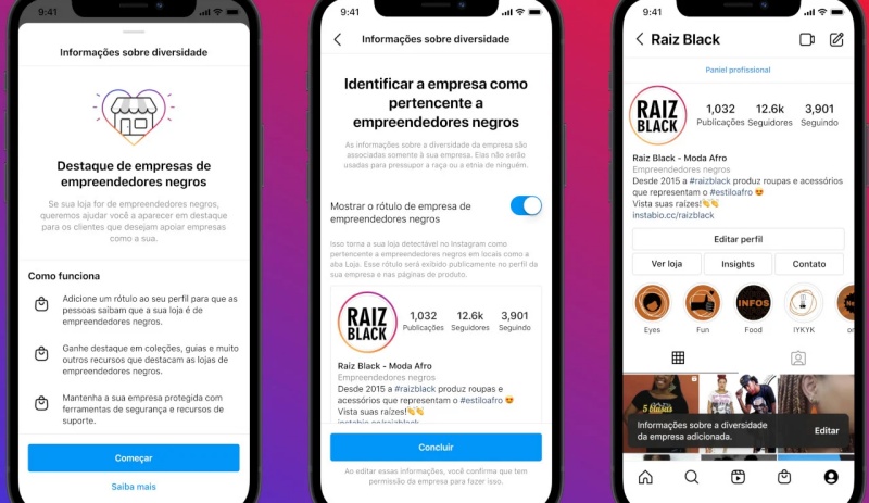 Instagram apresenta o rótulo 'Empreendedores Negros'