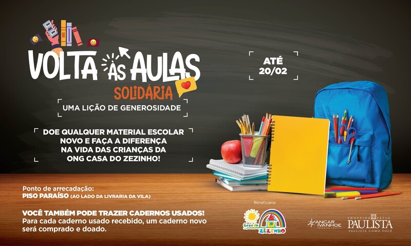 Shopping Pátio Paulista faz arrecadação de materiais escolares