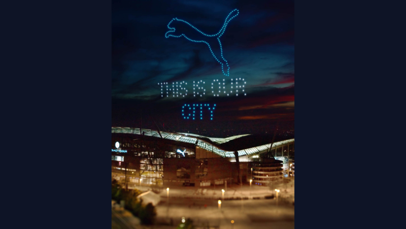 Puma comemorou título do Manchester City com show de drones