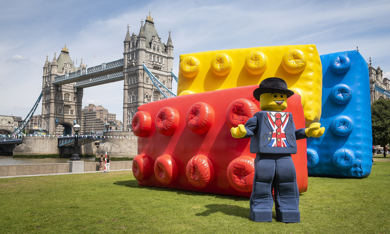 *** FREE FOR EDITORIAL USE *** A trio of giant LEGO bricks made their journey across the capital on their way to the LEGO Group’s biggest build yet. The flagship LEGO Store Leicester Square will be the biggest LEGO store in the world when it reopens on 10th August.