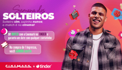 Cinemark e Tinder lançam ação promocional para Dia dos Solteiros