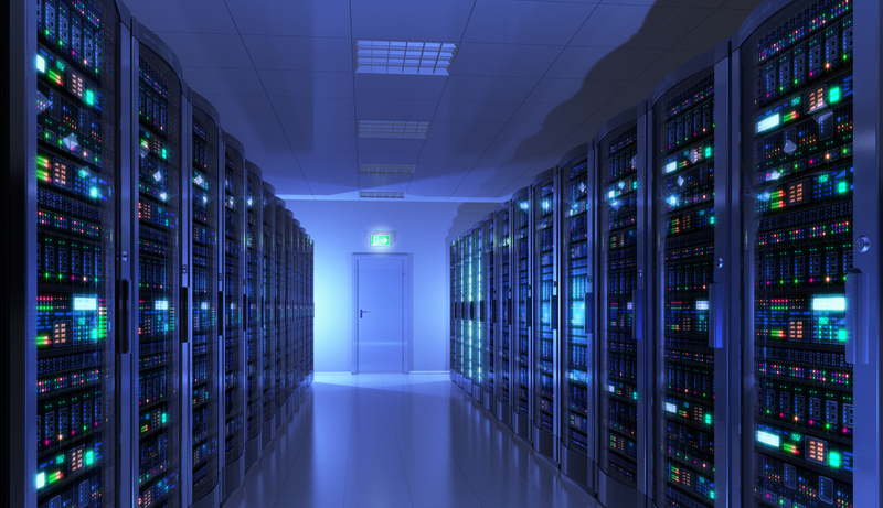 Modern interior of server room in datacenter