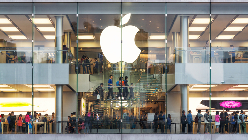 Hong Kong, Hong Kong SAR -November 08, 2014:A busy Apple Store in Hong Kong located inside IFC shopping mall, Hong Kong.